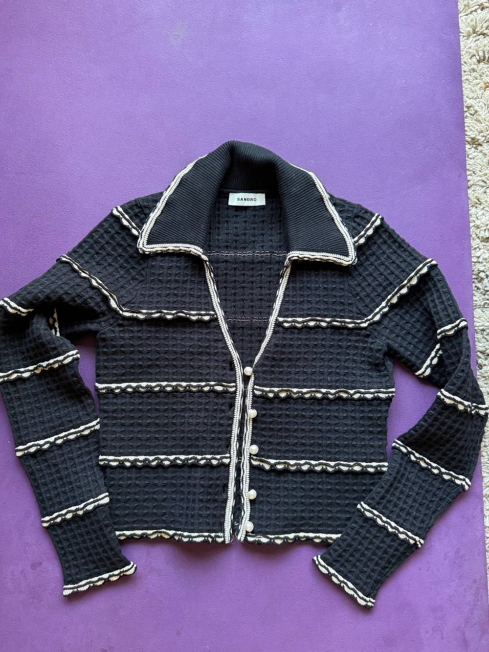 Sandro Black Textured Cardigan/Top